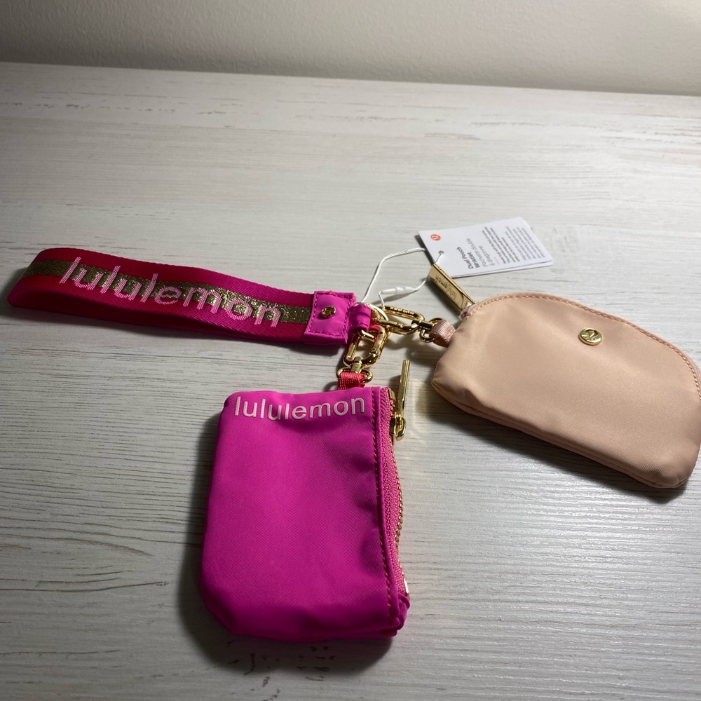 lululemon athletica Pink and Cream Key & Card Holder Set